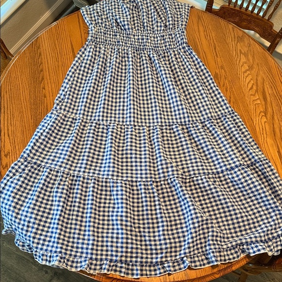 NWT BTFBM Blue Gingham Off-Shoulder  Elastic Waist Women’s Maxi Dress SZ XL - Picture 6 of 16